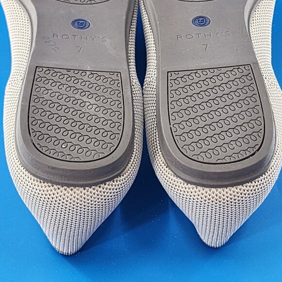 ROTHY'S The Flat Round Toe Flax Birdseye Cream/Gray Comfort Ballet Flats - Picture 9 of 9